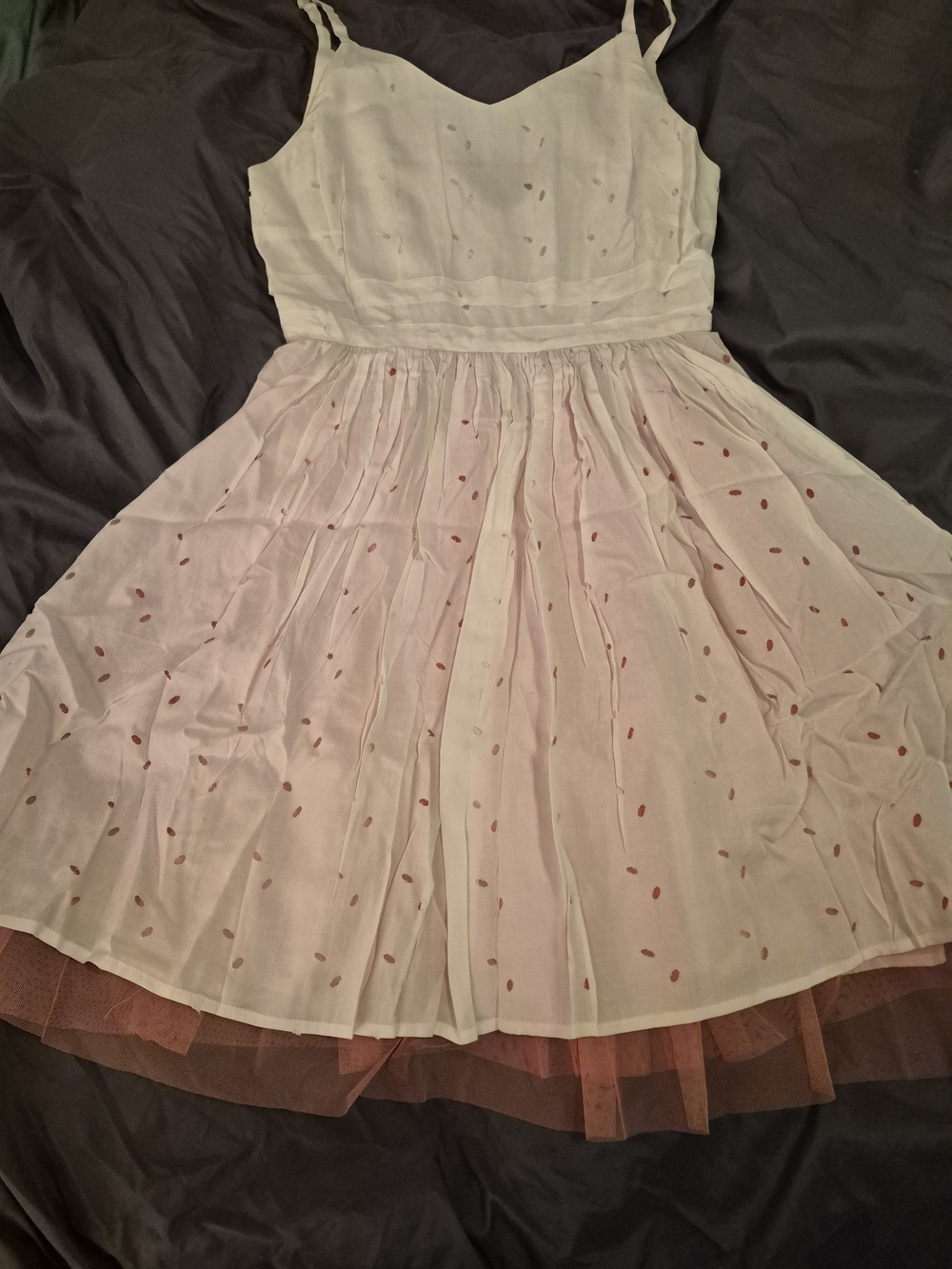 Alice’s Pig White & Pink Swiss Dot Tulle Dress Cottagecore Fairy Mini Dress Size - Picture 2 of 5